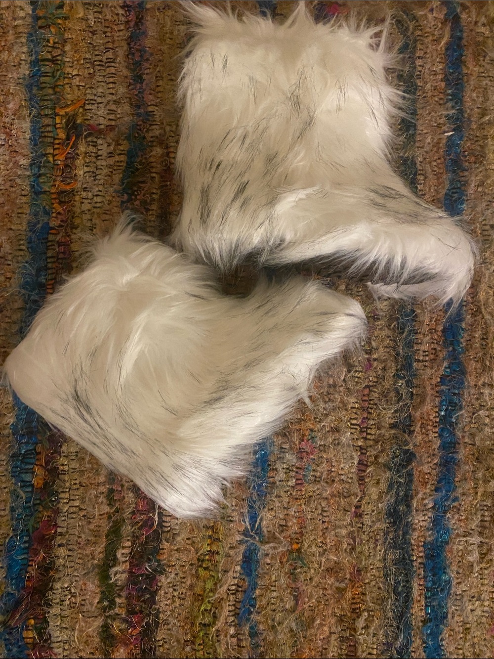 Faux Fur Throw Pillow Covers in White and Gray - Cozy Home Accent